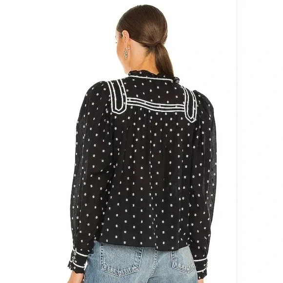 Ulla Johnson *Sold Out* Abigail Black Dot Blouse - Size 4 - Picture 2 of 9